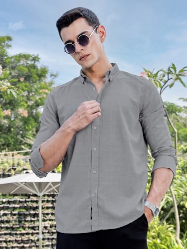 Image of Thomas Scott Men's | Solid | Long Sleeve | Polyster Blend | Casual | Button Down Collar | Shirts for Men
