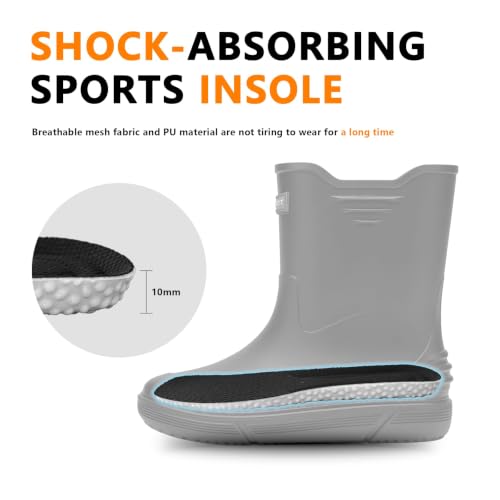 Image of Waterproof Rain Boots for Women & Men Non-Slip Slip On Garden Outdoor Shoes | Fishing Shoes for Men,Easy to Clean, Suitable for Farming and Commuting