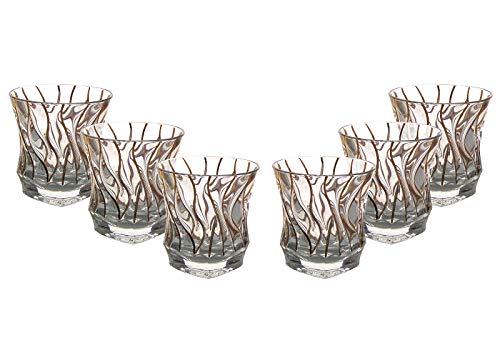 Set de 6 vasos cristal con líneas doradas 10 onzas