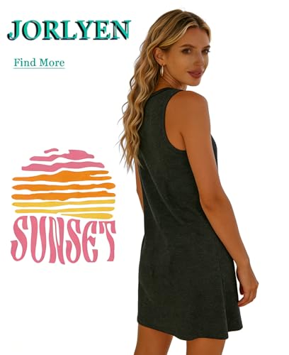 Image of Summer Tank Dress for Women Casual Vacation Sundress Coconut Tree Graphic Beach Cover Up