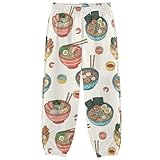 KOCOART Boys Track Pants Age 7-8 Japanese Ramen Bowls Pattern Long Youth Joggers Bottoms with Pockets for Casual, Sporty & Everyday Wear, Multicolor