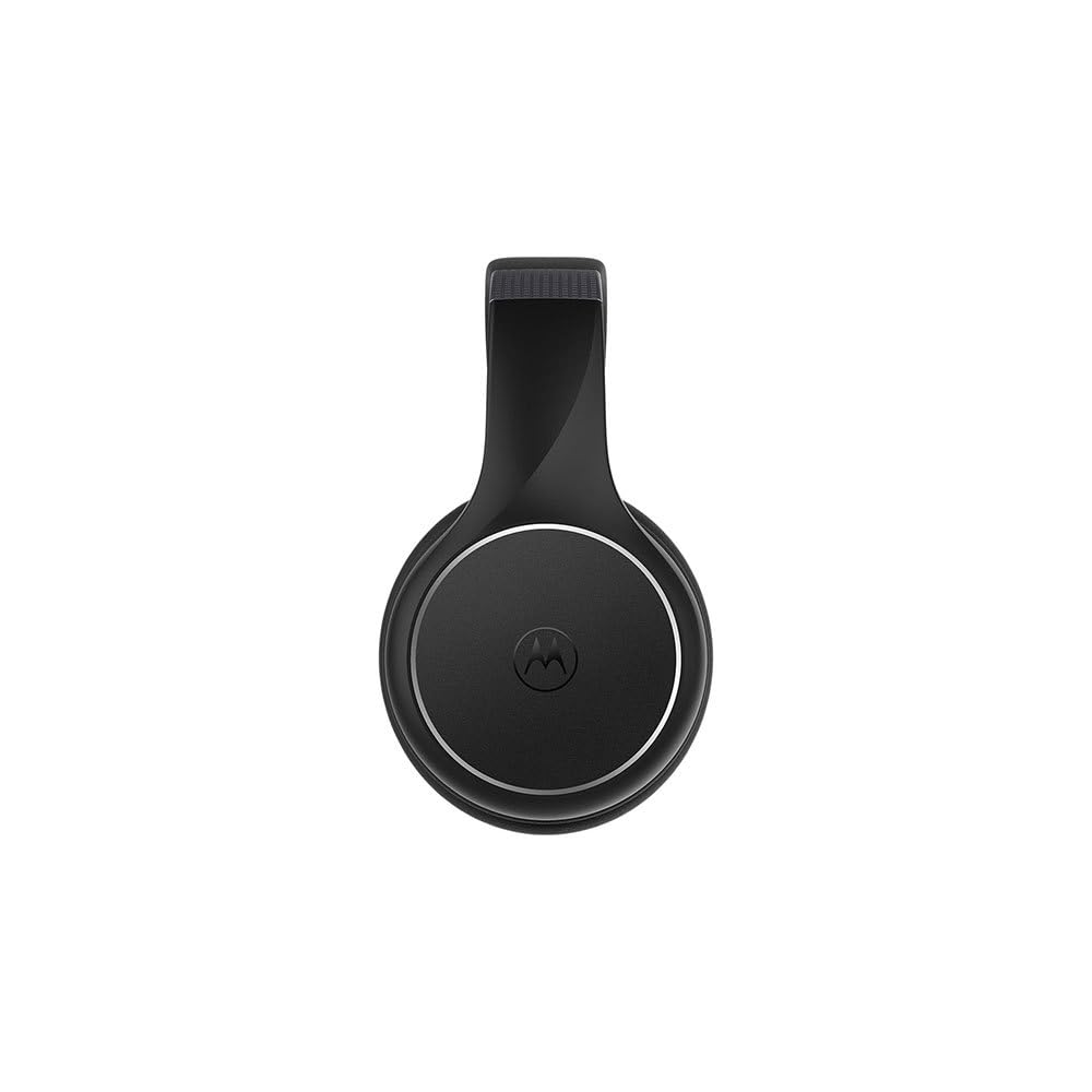 Motorola Sound Moto XT 220 | Bezprzewodowe słuchawki nauszne z 24 godzinami odtwarzania i mikrofonem | pasywna izolacja szumów i składane, czarne, jeden rozmiar