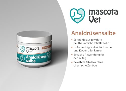 mascota Vet - Analdrüsensalbe – Natürliche Pflege für Hunde & Katzen, mit Insektenfett, Kokosnussöl & Calendulaöl, lindert Verstopfungen & Entzündungen, sanft & effektiv (Analdrüsen-Salbe)