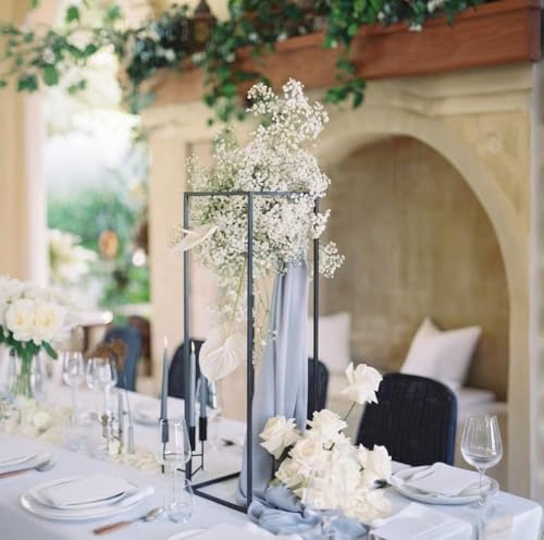 Image of 31.5inch 2 pcs Column Vases Metal Flower Stand Black Wedding Centerpieces for Tables Party Floral Stands for Flowers