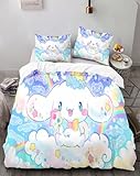 SIGOSR Cute Dog 3-Piece Bed Set Warm and Comfortable Kawaii Bedding Set Cute Soft Microfiber Bedclothes for Boys Girls Kids (1 Duvet Cover & 2 Pillowcases)-Twin