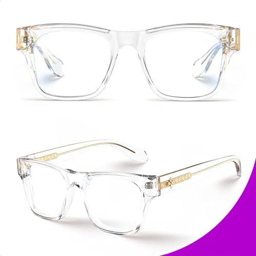 Image of VISOONE Square Blue Light Blocking Glasses TR90 Clear Lens for Women Men BONA
