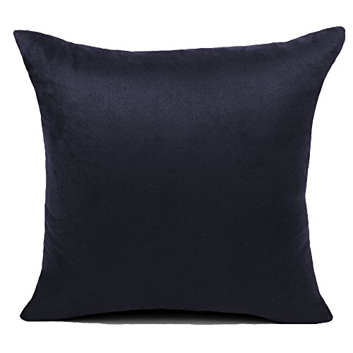 KAMIXIN - Fundas de cojín o almohada cuadradas de ante para el hogar, de colores lisos, para sofá, cama o asiento de coche, tela, negro, 65x65cm=26