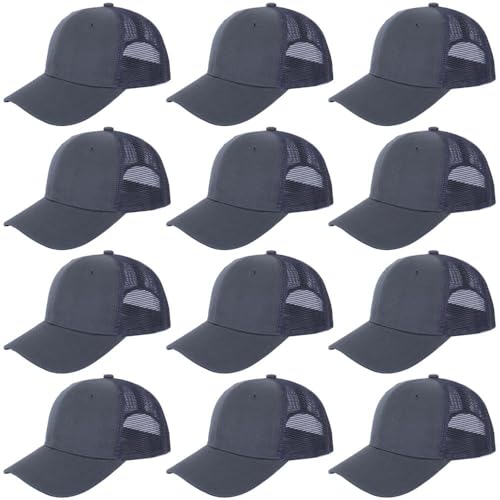 Image of ZH 12 Pack Mesh Trucker Hats, Bulk Baseball Caps for Men and Women, Trucker Cap Wholesale