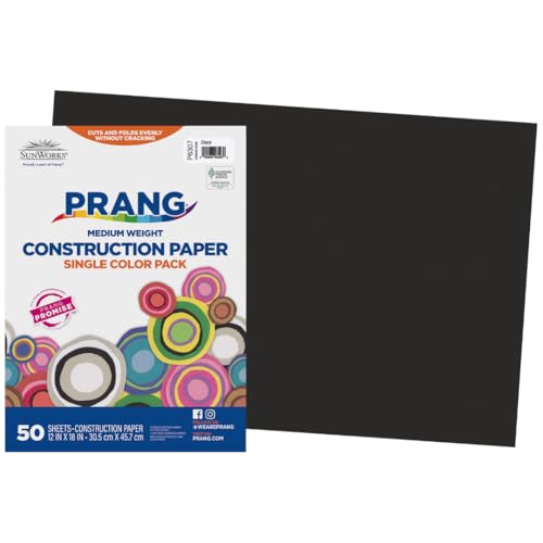 Image of Prang Construction Paper, 12 inch x 18 inch, Black, 50 /Pack, 25 Packs | Formerly SunWorks, Class Pack, 1250 Sheets Total, P6307