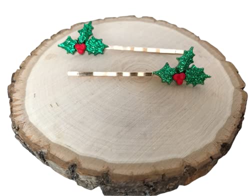 Christmas Hair Pins, Flower Bobby Pin, Holiday Hair Pins, Mistletoe Hair Pin, Holly Bobby Pin, Poinsettia Hair Pin for Women