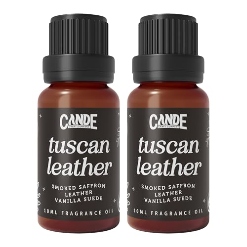 Image of CANDECraftCo Premium Fragrance Oil - Diffuser Oils Fragrances Scented for Home, Candle Soap Making Supplies, Aromatherapy Blends for House (0.34 Fl Oz) (2-Pack, Tuscan Leather)