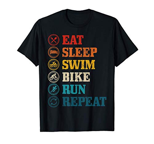 Triatl�n Eat Sleep Swim Bike Run Repeat Triatleta Regalo Camiseta