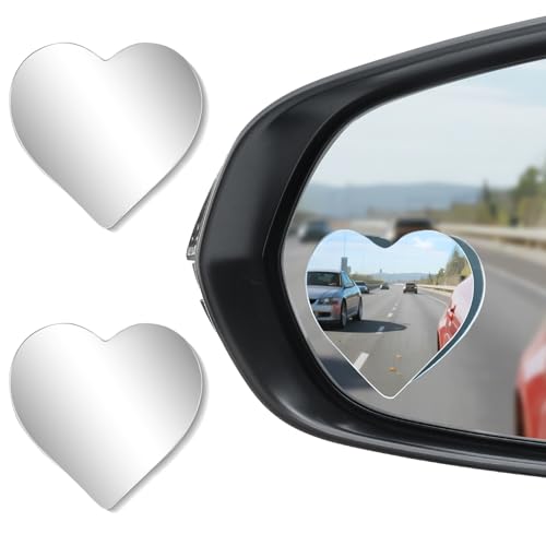 LivTee Blind Spot Mirrors, Heart Shaped HD Glass Frameless Convex Rear View Mirrors, Wide Angle Adjustable Stick for Side Mirror, Automotive Exterior Accessories for Car, SUV & Trucks, Pack of 2