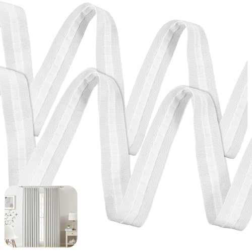 SHENLIU 30M X 2.5CM Gardinenband, Weiß Kräuselband zum Aufnähen, Vorhangband Polyester Universal Kräuselband zum Aufbügeln für Gardine für Deko Schlafzimmer (1 Rolle)