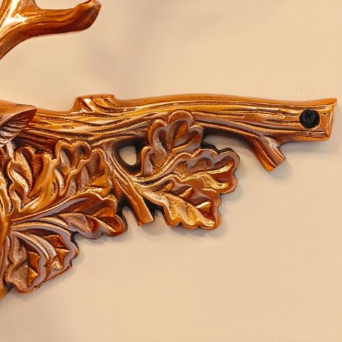 Image of Vintage Deer Head Wall Clock with Antler Design, Antique Brass Finish, Decorative Hanging Clock, Rustic Woodland Theme (Golden)