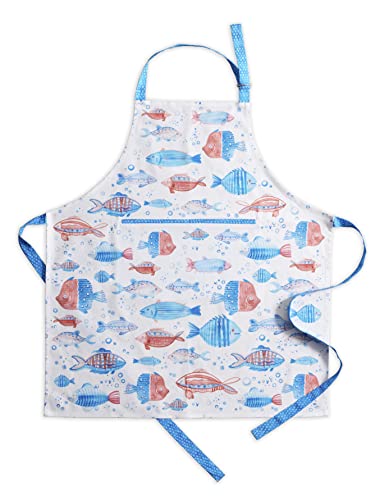 Maison D' Hermine Apron 100% Cotton 27.50 Inch X 31.50 Inch 1 Piece Adjustable Neck Strap Cloth Apron With Center Pocket For Gifts, Women, Men, Chef, Breton Fishes cover
