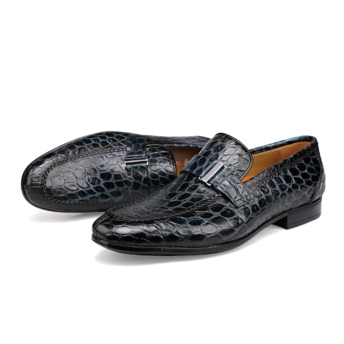 Image of Premium Dress Shoes for Men, Classic Alligator Printed Business Leather Dress Slip on Loafer Shoes for Mens