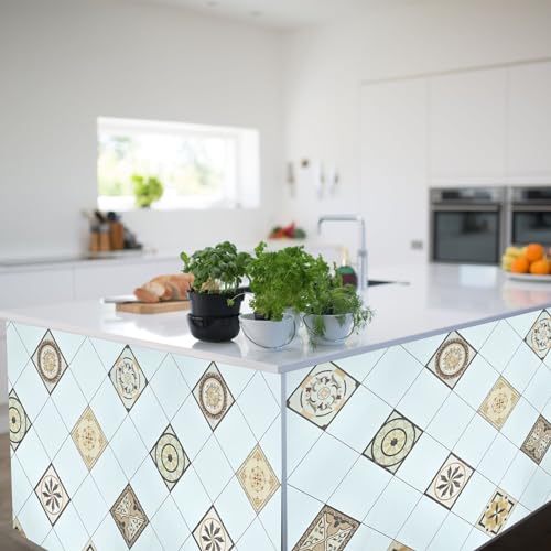 Image of SARVATRAY Self-Adhesive Wallpaper, Oil Proof Heat Resistant Kitchen Stickers, Vinyl Sheet for Wall 2 X 6.5 SQ FT (2 M Triangle Brown WS)