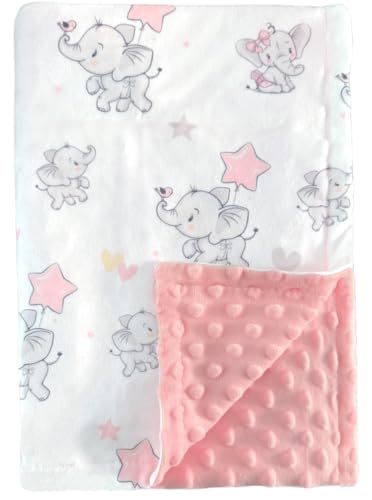 Image of BUTTZO Baby Blanket for Boys Girls Double Layer Soft Plush Minky Blanket with Dotted Backing, Toddler Baby Newborn Blanket Shower Gifts (Elephant, 30 X 40 inch)