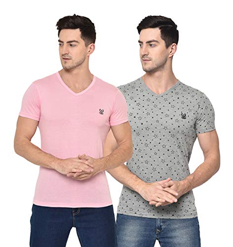 Image of Mack Jonney Men's Cotton Blended Regular Fit T-Shirts (Pack of 2)