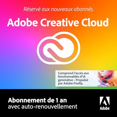 Adobe Creative Cloud Pro | Logiciel Créatif avec IA | PC/Mac | Abonnement 12 Mois avec Renouvellement Automatique