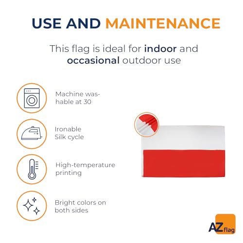 Image of AZ FLAG - Poland Flag - 3x5 Ft - 100D Polyester Polish Banner with Two Metal Grommets - Fade Resistant - Vivid Colors - 3' x 5' Feet - 150x90 Cm