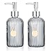 2 Pezzi Dispenser di Sapone in Vetro, 14 OZ Flacone di Vetro con Pompa per Sapone, Shampoo, Lozione, Cucina, Bagno, Lavanderia - Trasparente