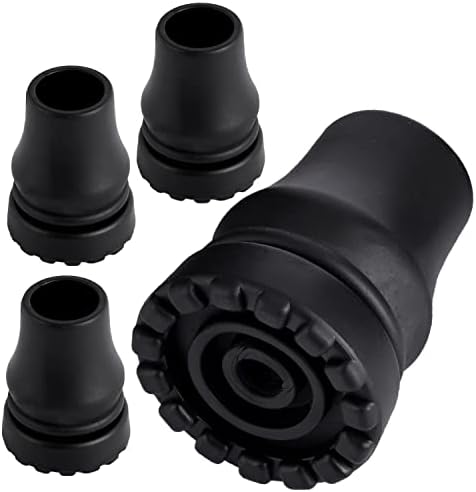 Abnaok 4-Pack Rubber Cane Tips 3/4 Inch Heavy Duty Walking Cane Tips, Black Sturdy Replacement Cane Tip for Seniors Walking Stick, Safety Cane Crutch Accessories