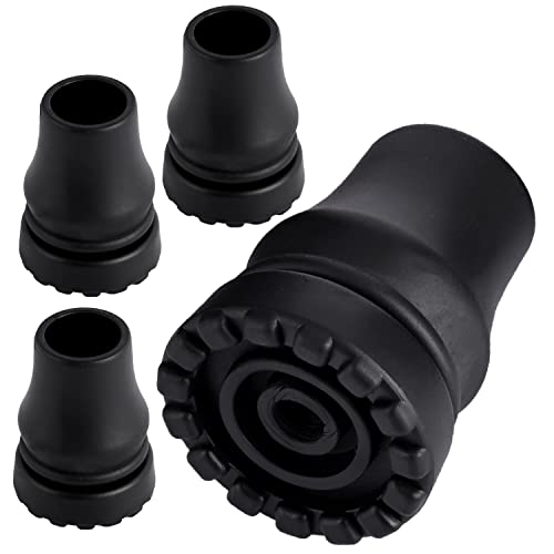 Abnaok 4-Pack Rubber Cane Tips 3/4 Inch Heavy Duty Walking Cane Tips, Black Sturdy Replacement Cane Tip for Seniors Walking Stick, Safety Cane Crutch Accessories