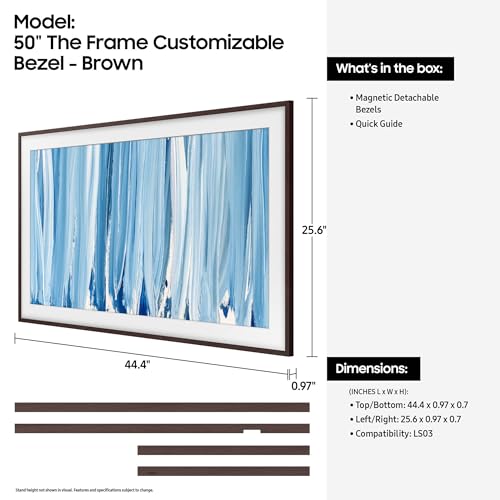 Image of Samsung 50 inch The Frame Customizable Bezel (2026 Model), Magnetic, Easy Installation, VG-SCFH50BWBZA, Modern Brown