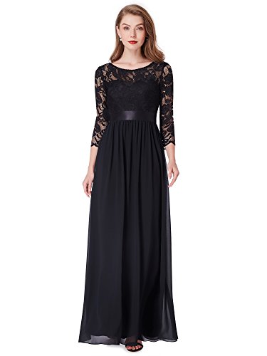 Ever-Pretty Vestito Donna Elegante Cerimonia 3/4 Manich Stile Impero Maxi