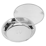 TOBBOMEY Bandeja de Acero Inoxidable Escurrir Aceite con Doble Rejilla Plato Redondo Versátil para Snacks Frutas y Barbacoa Soporte Seguro para Alimentos y Presentación Elegante Cocina