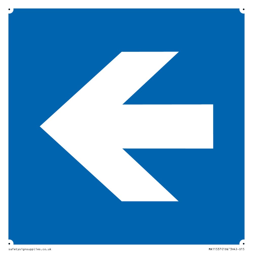 Custom Mandatory: Left arrow Sign - 150x150mm - S15
