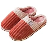 [emptio] スリッパ 暖かい あったか もこもこ 可愛い かわいい ファー ふわふわ コンパクト おしゃれ シンプル パステル カラフル 無地 ルームシューズ 室内履き オフィス 事務所 お客様用 来客用 洗える クッション性ソール 滑り止め 前詰まり カジュアル ロゴ 太リブ くま (40-41) 赤紫 ワインレッド