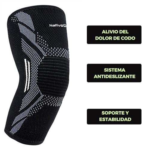 Image of NativoDex Elbow Support for Men & Women, Tennis Elbow & Golfers Elbow | Compression Elbow Brace for Tendonitis . Ideal for Gym, Weightlifting & Golf