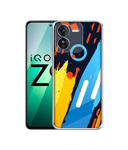 Image of Casotec Abstract Stripes Geometric Figures Printed Silicon Soft TPU Back Case Cover for iQOO Z9 5G, Multicolor