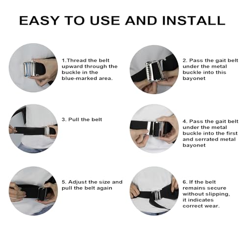 Gait Belts for Seniors, Transfer Belt with Handles, Gate Belts Medical for Elderly, Walking Belt for Lifting Elderly & Patient Physical Therapy - Metal Buckle Anti-Slip Gait Belt for Medical Nursing - Image 3