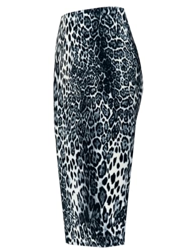 SSOULM Women's Work Office Stretchy Fitted Midi Pencil Skirt with Animal Grey Slit and Plus SizeANIMAL Grey XL2