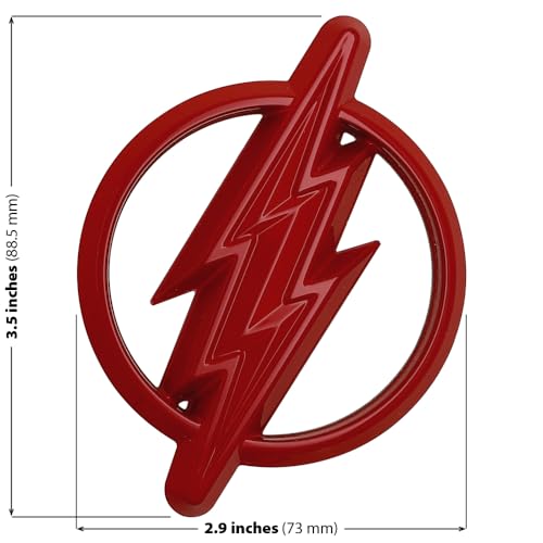 Image of Fan Emblems The Flash 3D Car Emblem - Classic Logo Auto Badge - Color: Red Chrome - Size: 3.5 x 1.9 x 0.2 inches - Officially Licensed DC Car Accessories