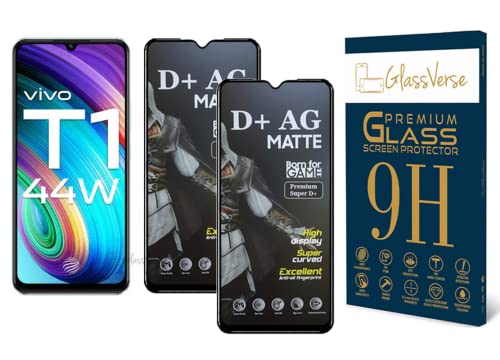 Image of GlassVerse Matte Tempered Glass for Vivo T1 | Anti Glare, Smooth Touch Screen Protector, 9H Hardness, Edge to Edge, Case Friendly, Hassle-less Installation Kit Included. (Pack of 2)