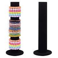 powerking Velvet Jewelry Bracelet Watch Display Stand, 2 Pack Hair Band Vertical Tower Bangle Scrunchie T-Bar Rack Holder Closet Organizer for Women Home (Black)