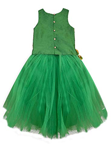 Image of A.T.U.N Girl's Synthetic Lehenga Choli (GLHG LKM GRN Multi-Green 4-5 Years)