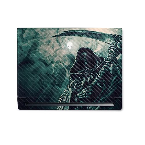 Image of MightySkins Carbon Fiber Skin Compatible with Alienware M18 R1 (2023) Full Wrap Kit - Symbol of Death | Protective, Durable Textured Carbon Fiber Finish | Easy to Apply | Made in The USA