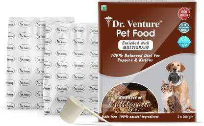 Dr Venture Pet Food for All Breeds Size of Dogs and Cats Enriched with Multigrain with High Protein Fiber and probiotics (400 Gm Pack of 1)