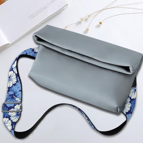 Image of GLENLCWE Blue Hibiscus Flower Wide Purse Strap Replacement Crossbody Adjustable Bag Straps Replacement Handbag Shoulder Strap