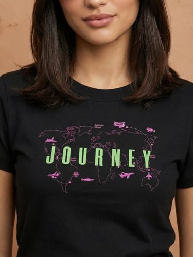 Image of Nobero Women's Graphic Printed T-Shirt | Regular Fit 180 GSM Cotton Tee for Women | Comfortable Round Neck Casual Wear
