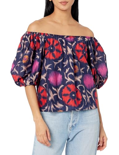 Velvet by Graham & Spencer Women's Edlin Printed Silk Cotton Voile Top
