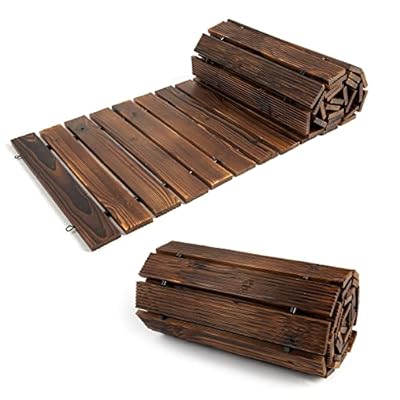 12FT Roll Out Garden Pathway, Wooden Walkway with Non-Slip Surface Outdoor Garden Boardwalk Decorative Wood Path for Wedding, Beach, Patio
