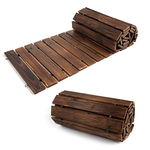 12FT Roll Out Garden Pathway, Wooden Walkway with Non-Slip Surface