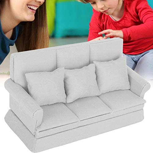Germerse Puppenhaus Fancy Couch, Wohnzimmermöbel Puppenhaus Sofa 1/12 Scale Puppenhaus Sofa, Holz Kinder für Kinder(Gray) – Bild 5